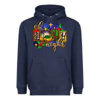 Navy oh holy night with baby jesus for christmas Heavyweight Hoodie - MaliasSmallBusiness
