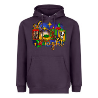 Plum oh holy night with baby jesus for christmas Heavyweight Hoodie - MaliasSmallBusiness