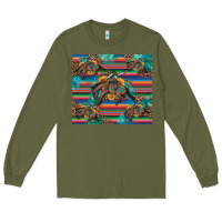 Army Green bucking bronco serape turquoise Long Sleeve Tee - Artiststas