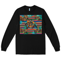Black bucking bronco serape turquoise Long Sleeve Tee - Artiststas