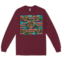 Burgundy bucking bronco serape turquoise Long Sleeve Tee - Artiststas