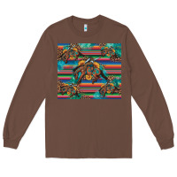 Chestnut bucking bronco serape turquoise Long Sleeve Tee - Artiststas