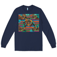 Navy bucking bronco serape turquoise Long Sleeve Tee - Artiststas