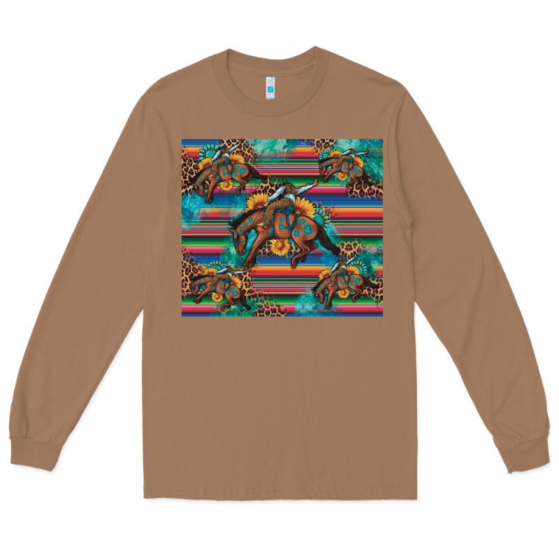 Bucking Bronco Serape Turquoise Long Sleeve Tee by Artiststas | Teevron