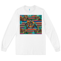 White bucking bronco serape turquoise Long Sleeve Tee - Artiststas