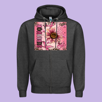 Breast Cancer Survivor Zipper Hoodie Designed By Maliassmallbusiness