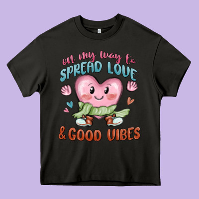On My Way To Spread Love Heavy Core Tee Designed By Maliassmallbusiness