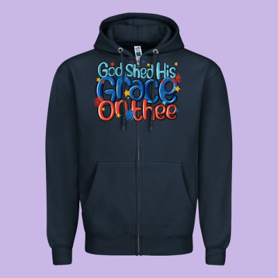 God Shed His Grace On The Thee Zipper Hoodie Designed By Maliassmallbusiness