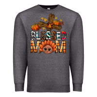 Charcoal Heather Western Blessed Mom With Cross Premium Sweatshirt - BundleAndBundleShop