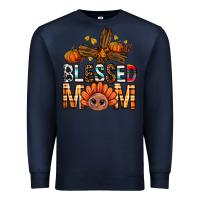 Navy Western Blessed Mom With Cross Premium Sweatshirt - BundleAndBundleShop