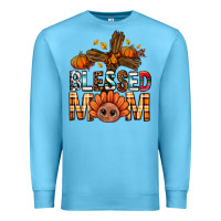 Ocean Blue Western Blessed Mom With Cross Premium Sweatshirt - BundleAndBundleShop