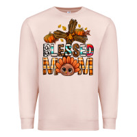 Pale Pink Western Blessed Mom With Cross Premium Sweatshirt - BundleAndBundleShop