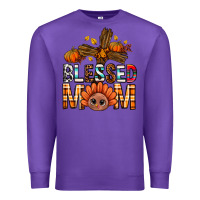 Purple Western Blessed Mom With Cross Premium Sweatshirt - BundleAndBundleShop