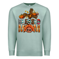 Seafoam Western Blessed Mom With Cross Premium Sweatshirt - BundleAndBundleShop