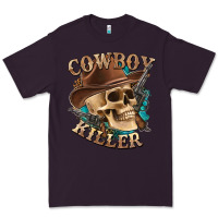 Plum cowboy killer with skull Premium Tee - texasbilliewilder
