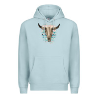 Blue Mist Western Aztec Bull Skull Premium Hoodie - Bettercallsaul