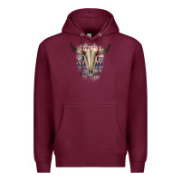 Burgundy Western Aztec Bull Skull Premium Hoodie - Bettercallsaul