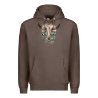 Coffee Western Aztec Bull Skull Premium Hoodie - Bettercallsaul