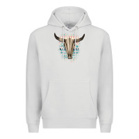 Dove Grey Western Aztec Bull Skull Premium Hoodie - Bettercallsaul
