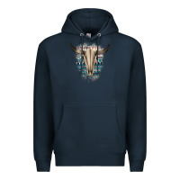 Navy Western Aztec Bull Skull Premium Hoodie - Bettercallsaul