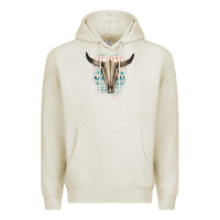 Oatmeal Heather Western Aztec Bull Skull Premium Hoodie - Bettercallsaul
