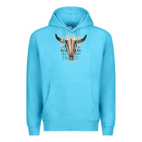 Ocean Blue Western Aztec Bull Skull Premium Hoodie - Bettercallsaul