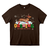 Chocolate Brown dachshund through the snow Heavy Core Tee - MaliasSmallBusiness