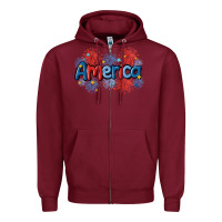 Burgundy America Zipper Hoodie - MaliasSmallBusiness
