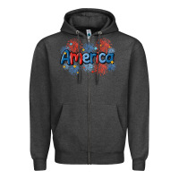 Charcoal Heather America Zipper Hoodie - MaliasSmallBusiness