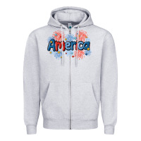 Heather Grey America Zipper Hoodie - MaliasSmallBusiness