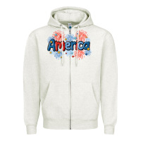 Oatmeal Heather America Zipper Hoodie - MaliasSmallBusiness