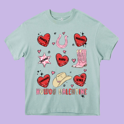 Howdy Valentine Copy Heavy Core Tee Designed By Maliassmallbusiness