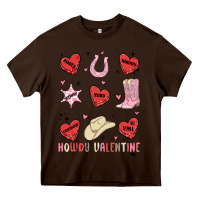 Chocolate Brown howdy valentine copy Heavy Core Tee - MaliasSmallBusiness
