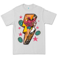 Dove Grey cowgirl with lightning bolt Premium Tee - texasbilliewilder