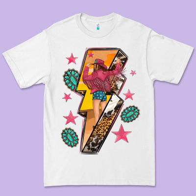 Premium Tee cowgirl with lightning bolt