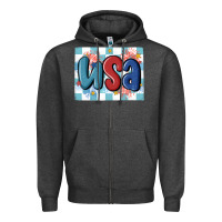 Charcoal Heather usa retro Zipper Hoodie - MaliasSmallBusiness