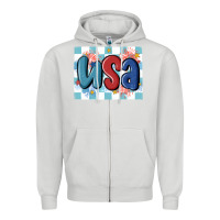 Dove Grey usa retro Zipper Hoodie - MaliasSmallBusiness