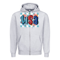 Heather Grey usa retro Zipper Hoodie - MaliasSmallBusiness