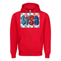 Red usa retro Zipper Hoodie - MaliasSmallBusiness