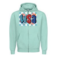Seafoam usa retro Zipper Hoodie - MaliasSmallBusiness