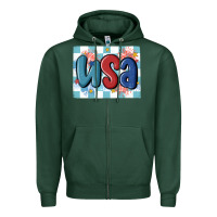 Sports Green usa retro Zipper Hoodie - MaliasSmallBusiness