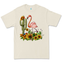Bone flamingo with cactus and sunflowers Premium Tee - BarkalooDesign
