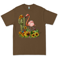 Cacao flamingo with cactus and sunflowers Premium Tee - BarkalooDesign