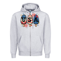 Heather Grey usa popsicles Zipper Hoodie - MaliasSmallBusiness