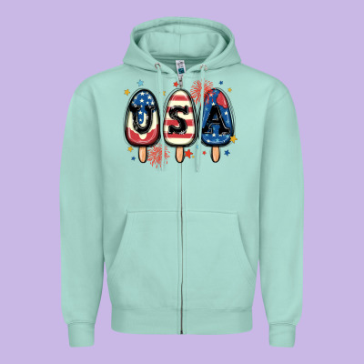 Usa Popsicles Zipper Hoodie Designed By Maliassmallbusiness