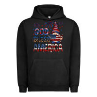 Pigment Black God Bless America with gnome 4th of july Urban Hoodie - HowdyJamesFarm