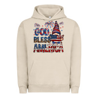 Pigment French Oak God Bless America with gnome 4th of july Urban Hoodie - HowdyJamesFarm