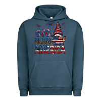 Pigment Midnight Navy God Bless America with gnome 4th of july Urban Hoodie - HowdyJamesFarm