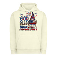 Pigment Pistachio God Bless America with gnome 4th of july Urban Hoodie - HowdyJamesFarm