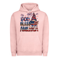 Pigment Salmon God Bless America with gnome 4th of july Urban Hoodie - HowdyJamesFarm